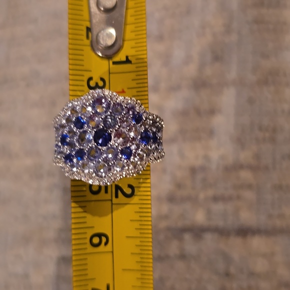 BEAUTIFUL STERLING SILVER BLUE SAPPHIRE STONES RING SIZE 7 - Picture 15 of 15